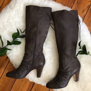 Seychelles💕Lace up Leather Heeled Gray Boots 9